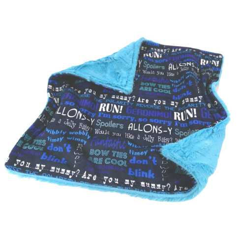 Who Quotes Blanket, Large Adult Throw, Personalized Baby Gift, Minky Plush Fur, Blue