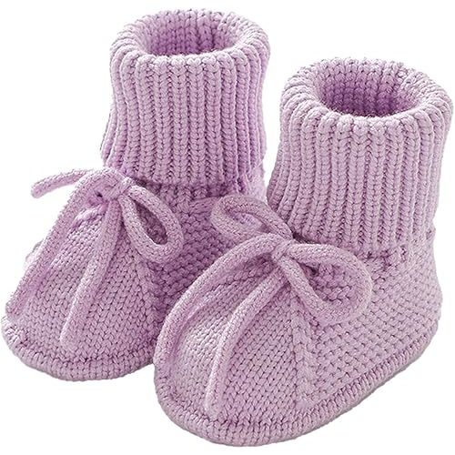 Baby Boys Girls Booties Newborn Infant Hand Knitting Crochet Boy and Girl Cozy Shoes Non Slip Crib Booties Winter