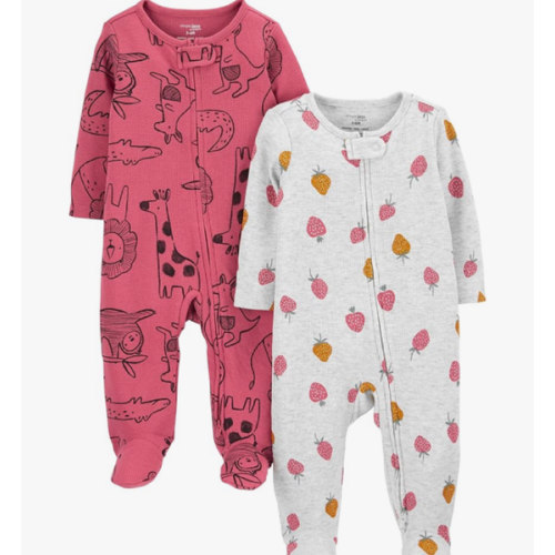 Simple Joys by Carter's Baby Girls' 2-way Zip Thermal Footed Sleep and Play, Pack of 2