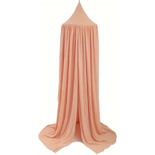Cotton Kids Bed Canopy, Nursery Room Baby Crib Hanging Curtain Mosquito Net Hideaway Bedding Children Reading Nook Decoration, Pastel Neutral Color for Boys & Girls (Pink)