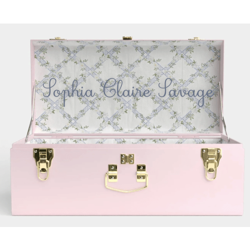 Petite Trunk - Pink - Timeless Trellis / Embroidery