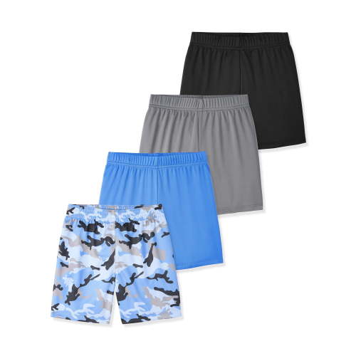 Garanimals Newborn Baby Boy Lightweight Active Shorts, Mesh & Solid, 4-Pack, 0M–12M