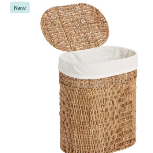 Salma Oval Seagrass Laundry Hamper with Liner - World Market