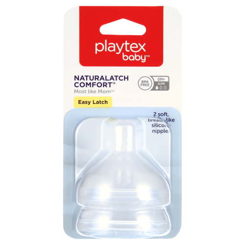 Playtex Baby NaturaLatch Silicone Nipples, Slow Flow, 2 Pack, VentAire/Nurser Compatible