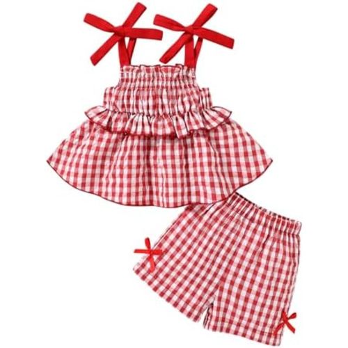YOUNGER TREE Toddler Baby Girl Clothes Summer Sleeveless Ruffle Top Casual Short Sets 2 Piece Outfits