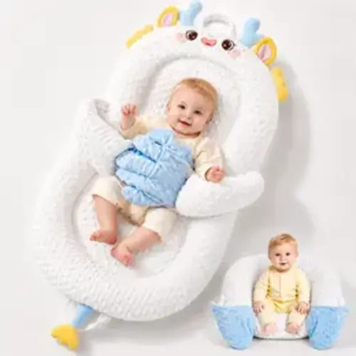 Baby Tapper for Sleeping, lounger premium velvet sponge, unisex newborn baby nest double sided, foldable portable mat with 32d soft cushion polyester fabric pillows, fun toys for tummy time support - TikTok Shop