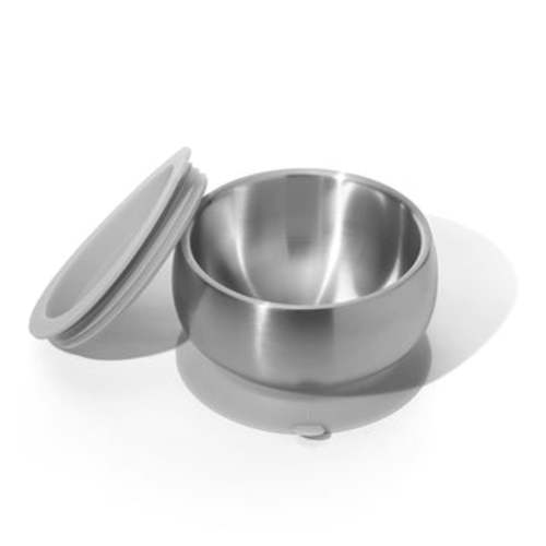 Avanchy | GREY Stainless Steel Baby Bowls - BLW Suction Infant Feeding Bowl