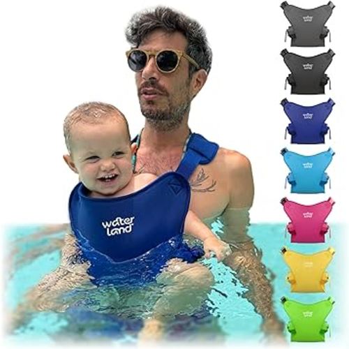 WaterLand Baby Carrier - Innovative Carrier You Can Use Both in Water & Land - Waterproof Infant Chest Holder with Adjustable Straps, Lightweight Toddler Harness for Pool & Beach (IBlue)