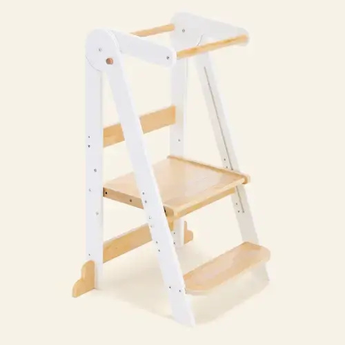 HARPPA Nordi | Foldable Toddler Tower – Compact Montessori-Inspired Standing Tower for Ages 2–6, Wooden Convertible Tower for Kitchen, Bathroom & More