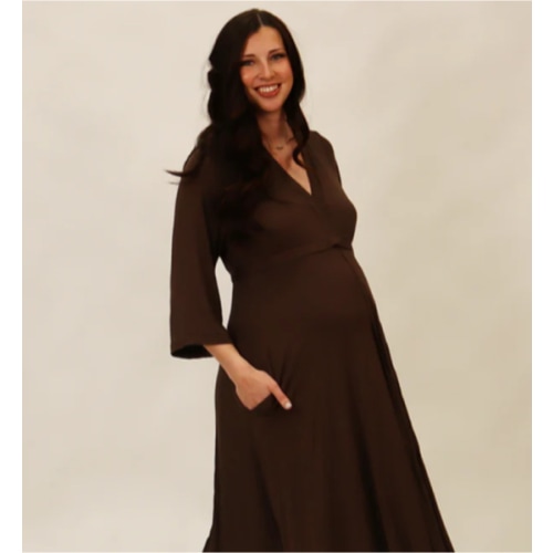Lila Labor & Postpartum Gown in Mocha