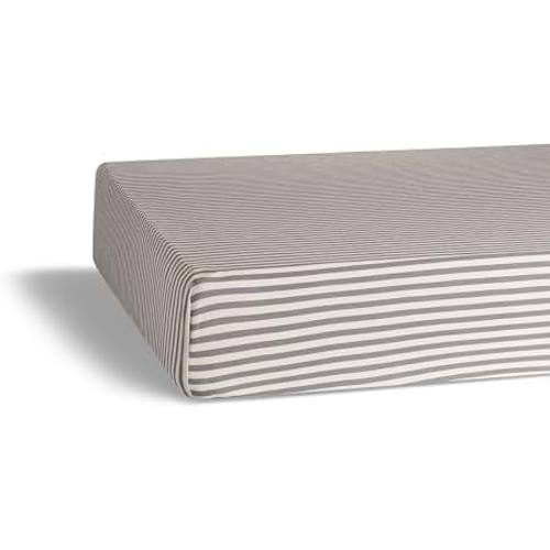 Parker Baby Co. Fitted Baby Crib Sheet for Standard Mattress - Clay Stripe | Snug, machine-washable nursery bedding with durable fabric & fade-resistant style, fits standard crib mattress 28x52x9"