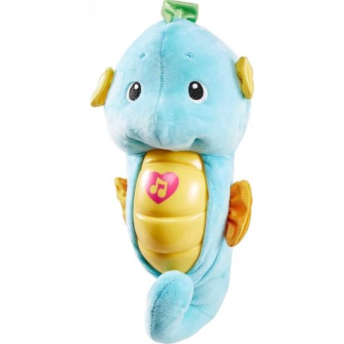Fisher-Price Musical Baby Toy, Soothe & Glow Seahorse, Plush Sound Machine with Lights & Volume Control for Newborns, Blue