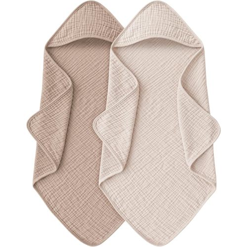 Muslin Baby Towels with Hood for Newborn 100% Cotton Baby Bath Towels Soft & Absorbent Hooded Baby Towel for Boys and Girls, Large Size - 32 * 32 Inches