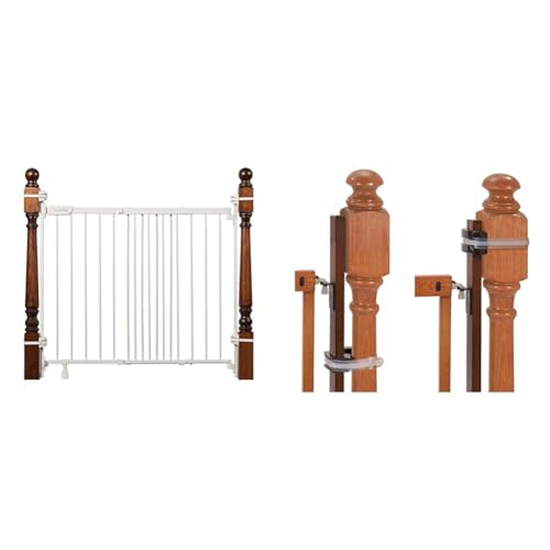 Summer Infant Metal Banister & Stair Safety Pet and Baby Gate,31'-46' Wide, 32.5' Tall & Banister to Banister Gate Mounting Kit - Fits Round or Square Banisters