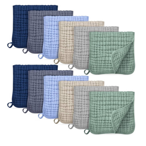 Muslin Burp Cloths for Baby 100% Cotton Burping Cloths for Boys Girls Large 20''X10'' Extra Soft and Absorbent 12 Pack - Multicolor