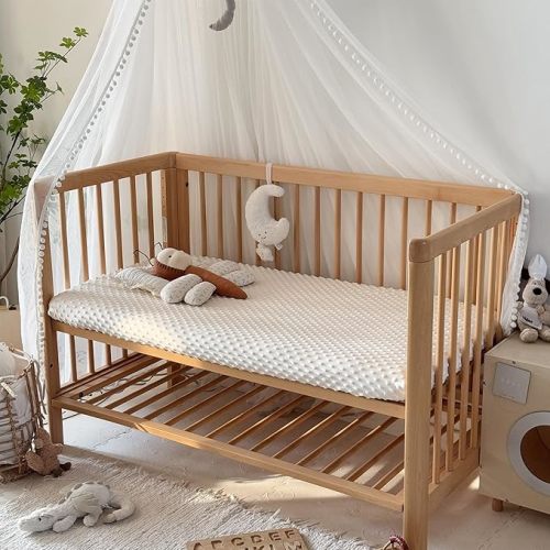 La&Sheer Baby Plush Crib Sheets for Boys Girls, Luxury Ultra Soft Fluffy Crib Sheet for Standard Crib Mattress(28"x 52"), Fuzzy Fitted Crib Mattress Sheet(Light Beige)