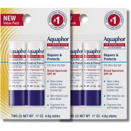 Aquaphor Lip Repair and Protect Ointment, SPF 30, Multipack, 4 x 0.17 OZ