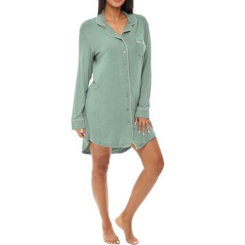 ADR Womens Sleep Shirt 100% Cotton Lightweight Night Shirt Pajama Button Down Top
