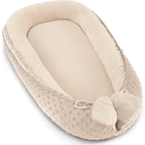 Baby Lounger - Infant Lounger Pillow for Newborn 0-24 Months, Soft, Breathable & Portable Baby Lounger Pillow for Boys & Girls, Cozy Baby Floor Seat for Home & Travel (Beige)