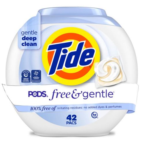 Tide Pods HE Compatible Laundry Detergent Pacs - Free & Gentle - 42ct/31oz: Dermatologist Tested, Hypoallergenic, Concentrated