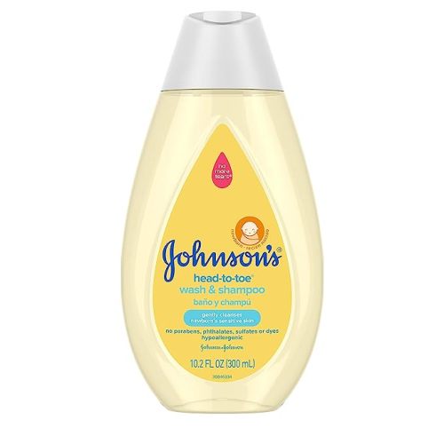 Johnson's Baby Head-to-Toe Gentle Baby Body Wash & Shampoo, Tear-Free, Sulfate-Free & Hypoallergenic Bath Wash & Shampoo for Baby's Sensitive Skin & Hair, Washes Away 99.9% of Germs 10.2 fl. oz