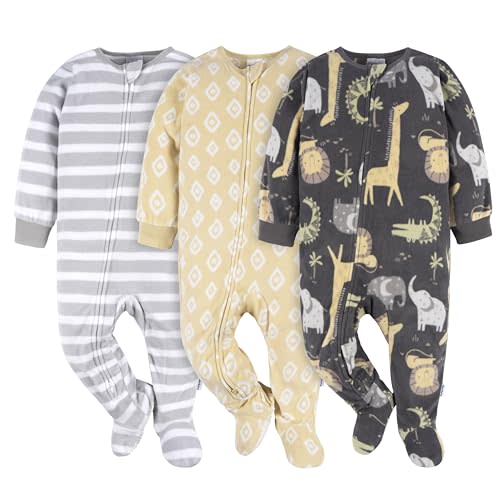 Gerber Unisex Baby Flame Resistant Fleece Footed Pajamas 3-pack