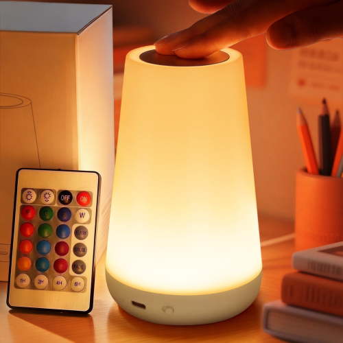 UWANTME Night Light, Dimmable Touch Lamp for Bedroom, Portable Bedside Table Lamps, 5 Brightness and 13 RGB Colors Night Light Suitable for Bedroom/Office/Bathroom/Hallways/Living Room