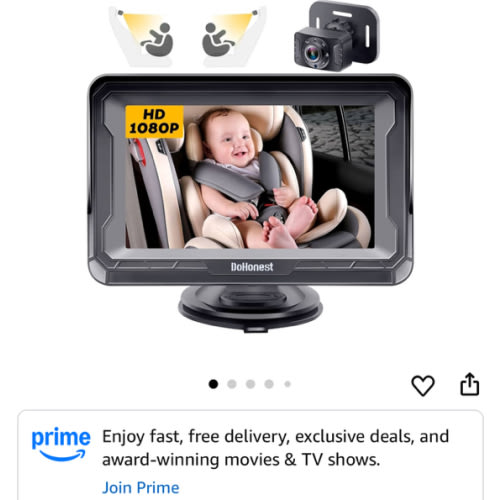 DoHonest Baby Car Camera HD 1080P - Rear-Facing Car Baby Monitor with Night Vision, Adjustable View Angle, Easy Setup, Anti-Glare Display, Safety for Kids & Infants