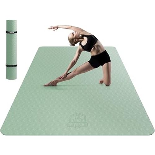 HAPBEAR Extra Large Yoga Mat - 72"x48"/78"x54", 1/4" & 1/3" Thick, Non-Slip, Durable, Eco-Friendly, Wide Exercise Mat for Home Workouts, Yoga, Pilates, Stretching, Meditation (Barefoot Exercise)