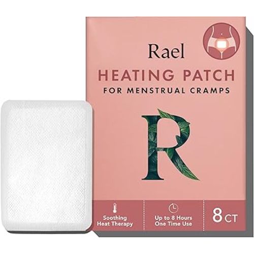 Rael Herbal Heating Patches - Period Cramps, Ultra Thin Design, On The Go Size (8 Count)