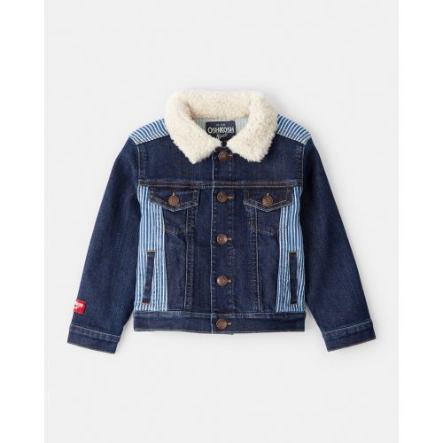 Toddler Hickory Stripe Denim Jacket with Teddy Fleece Collar - Blue - OshKosh B'gosh | Carter's