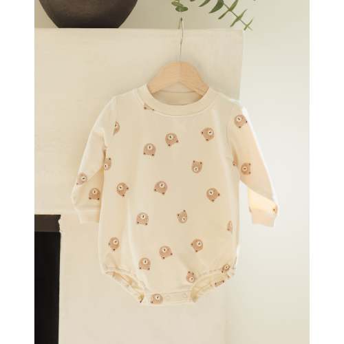 Crewneck Bubble Romper || Brown Bear – Quincy Mae