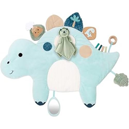 The Peanutshell Tummy Time Mat Girl and Dino Baby Lovey- Baby Floor Play Mats - Newborn, Infant - Padded Activity Playmat for Babies, Tummy Time Pillow - Dinosaur Nursery Decor Rug in Green and Blue
