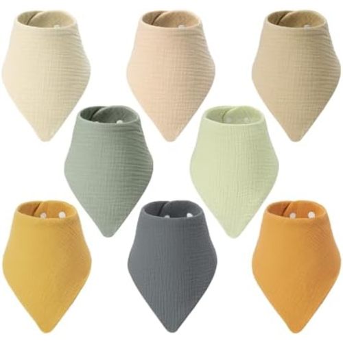 8-Pack Muslin Baby Bibs for Drooling and Teething