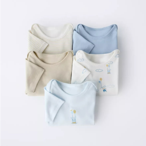 FIVE-PACK BALLOON BODYSUITS - Blue