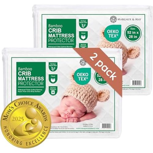 Margaux & May Crib Mattress Protector, 2-Pack, Oeko-TEX® Certified