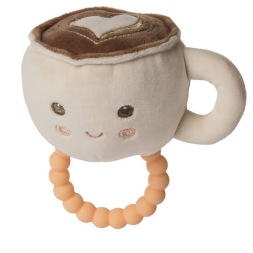 Mary Meyer Sweet Soothie Soft Baby Rattle with Teether Ring, Latte