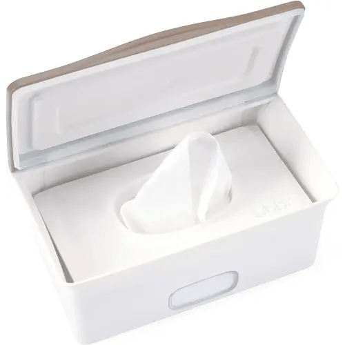 Ubbi Baby Wipes Dispenser with Weighted Plate and Secure Seal, Nursery and Baby Registry Essential to Keep Wipes Fresh, Taupe