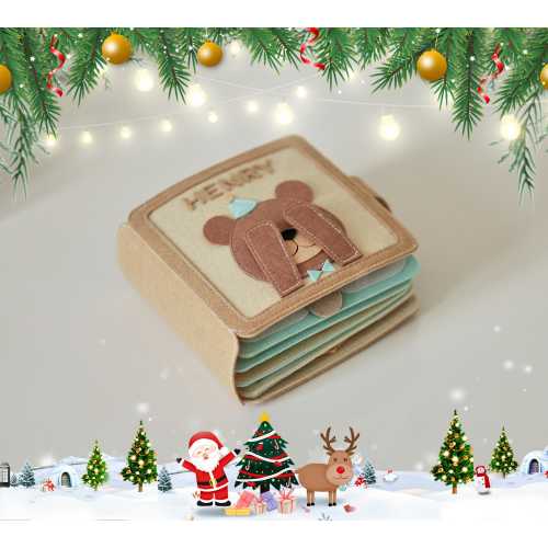 Personalized gift for baby boy& girl, Bear Adventure busy book, handmade felt quiet book, customized soft Montessori-inspired toy for travel