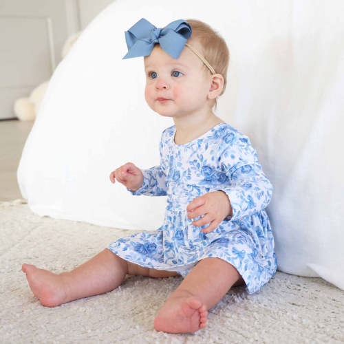 Ribbon Bow Headband | Vintage Blue