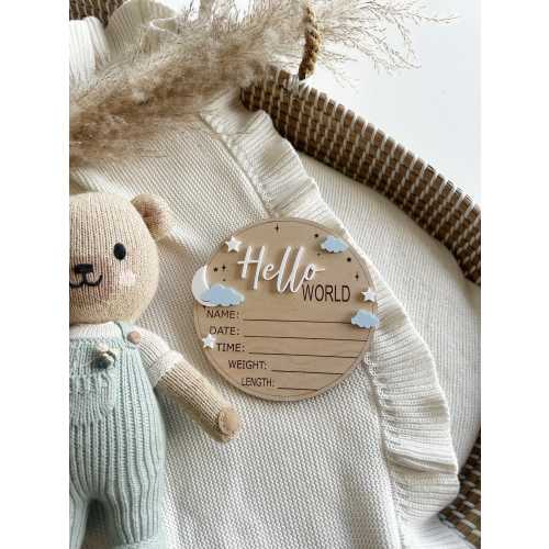 Hello World Moon Birth Sign - Baby Blue