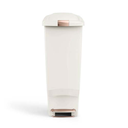 simplehuman Kitchen Trash Can, 10.6 Gallon Plastic Step Garbage Bin with Secure Slide Lock Lid, Cream