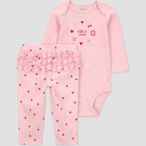 Carter's Just one you® Baby Girls' 2pc Valentines Day Little Love Bodysuit and Pull-On Pants Set - Pink 3M