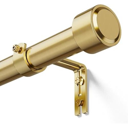 YaFex Warm Gold Curtain Rod 32-86 Inch, Heavy Duty Adjustable 1'' Diam
