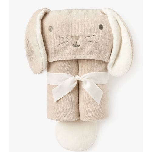 Taupe Bunny Hooded Baby Bath Wrap