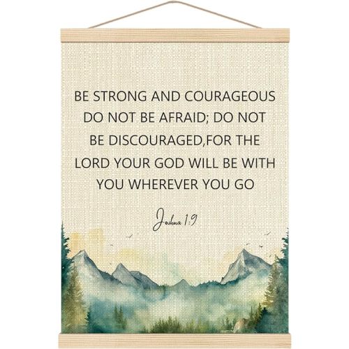Boat Wades Christian Classroom Decor,Inspirational Christian Scripture Poster Hanger Frame, Be Strong and Courageous Joshua 1:9 Wall Art Hanging Banner Decor for Church Preschool Classroom, 12x16 Inch