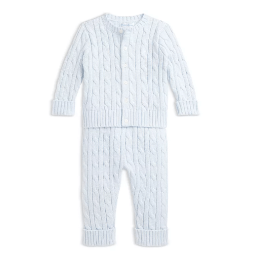 Ralph Lauren Cable Knit Cotton Cardigan & Pant Set - Baby