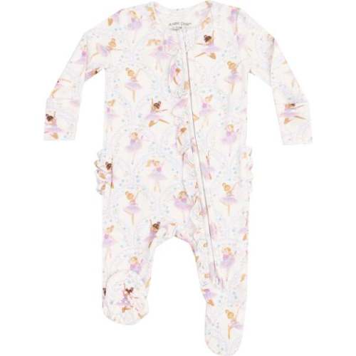 2 Way Ruffle Zipper Footie, Bow Ballerinas - Angel Dear | Maisonette