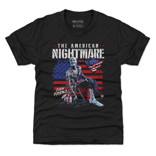 Youth 500 Level Heather Black Cody Rhodes American Flag Tri-Blend T-Shirt