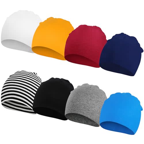 DRESHOW BQUBO 8 Pack Unisex Baby Beanie Hat Infant Toddler Kid Hats Baby Soft Cute Knit Cap Nursery Beanie